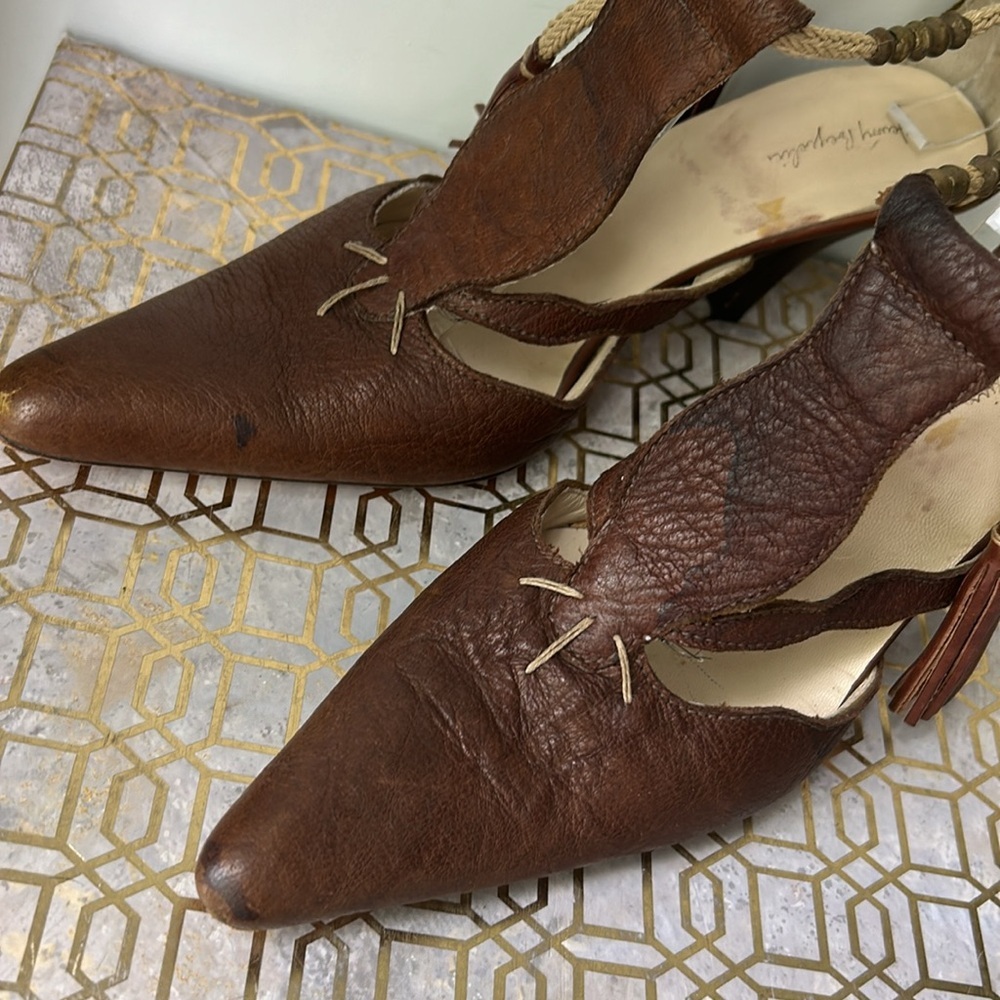 Henry Beguelin Leather Pointed Toe Rope & Tassel Heels Women's size 36.5/6.5 - Picture 4 of 9